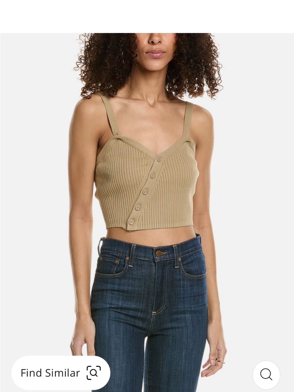 ba&sh Beige Cubalt Ribbed Knit Button-Front Crop Tank size medium.